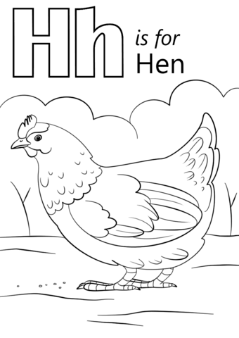 Letter H Is For Hen Coloring Page